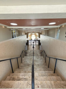 Clean common-area stairway at a managed property in Broward County